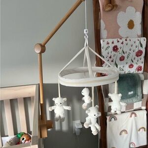 Pottery Barn Sheep Crib Mobile with Wooden Arm
